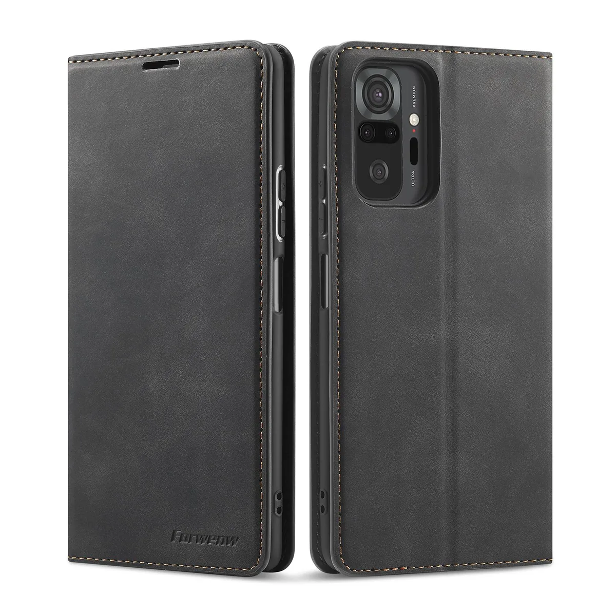 BONAEVER BONAEVER Flip Wallet Case for Xiaomi Redmi Note 10 Pro / Pro Max 4G Black — product photo