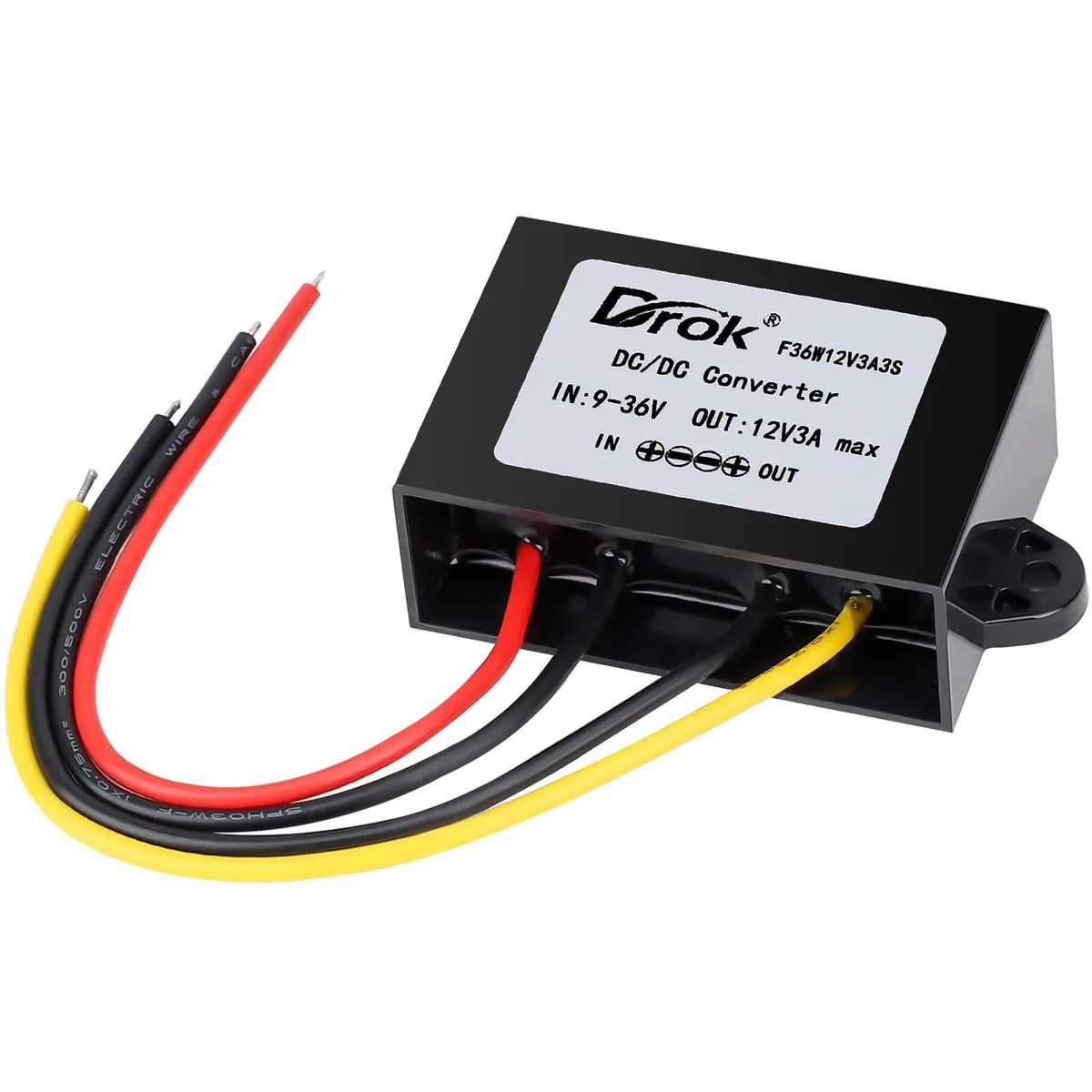 KEHIPI KEHIPI DC-DC Boost Buck Converter 9-36V to 12V 3A 36W IP67 Plastic Shell — product photo