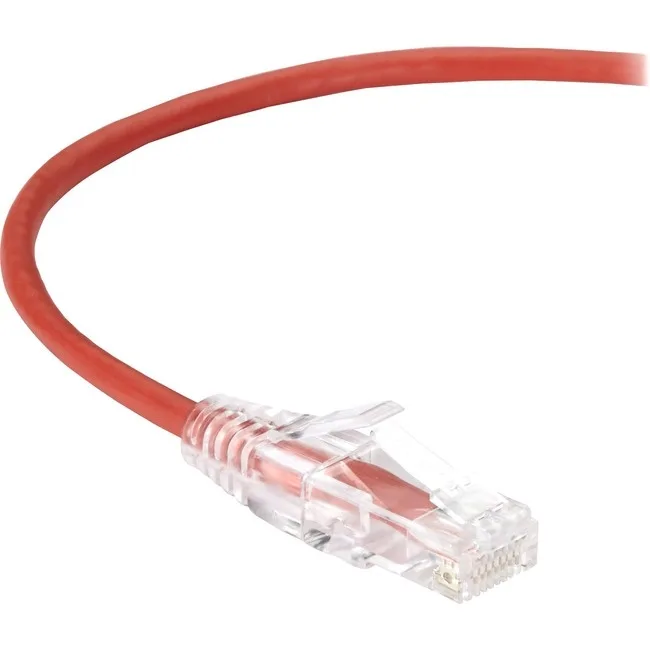 Red Cat6 slim patch cable 3 ft with RJ45 connectors