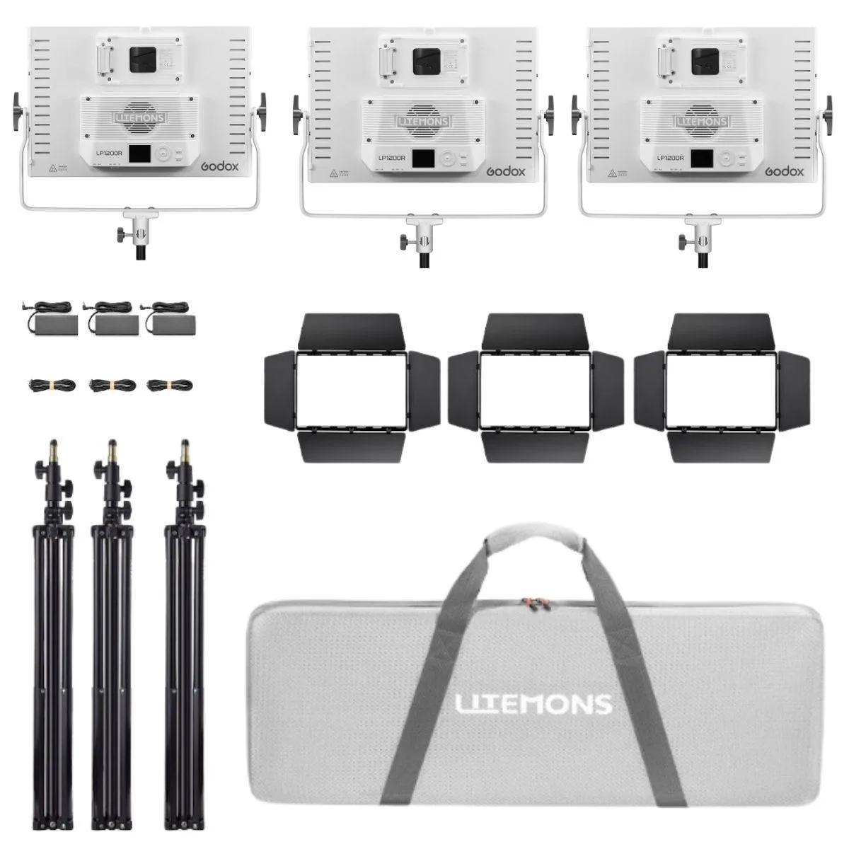 Godox Photo Equipment Co. Ltd Godox Photo Equipment Co. Ltd Litemons LP1200R 120W RGB LED 3-Light Panel Kit Studio — product photo