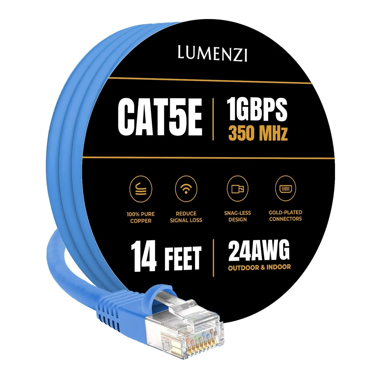 Lumenzi Lumenzi Cat 5e Ethernet Cable 14 FT Blue 350 MHz Shielded — product photo