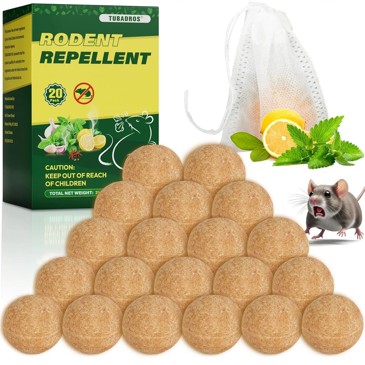  20 Pack Peppermint Oil Rodent Repellent — product photo