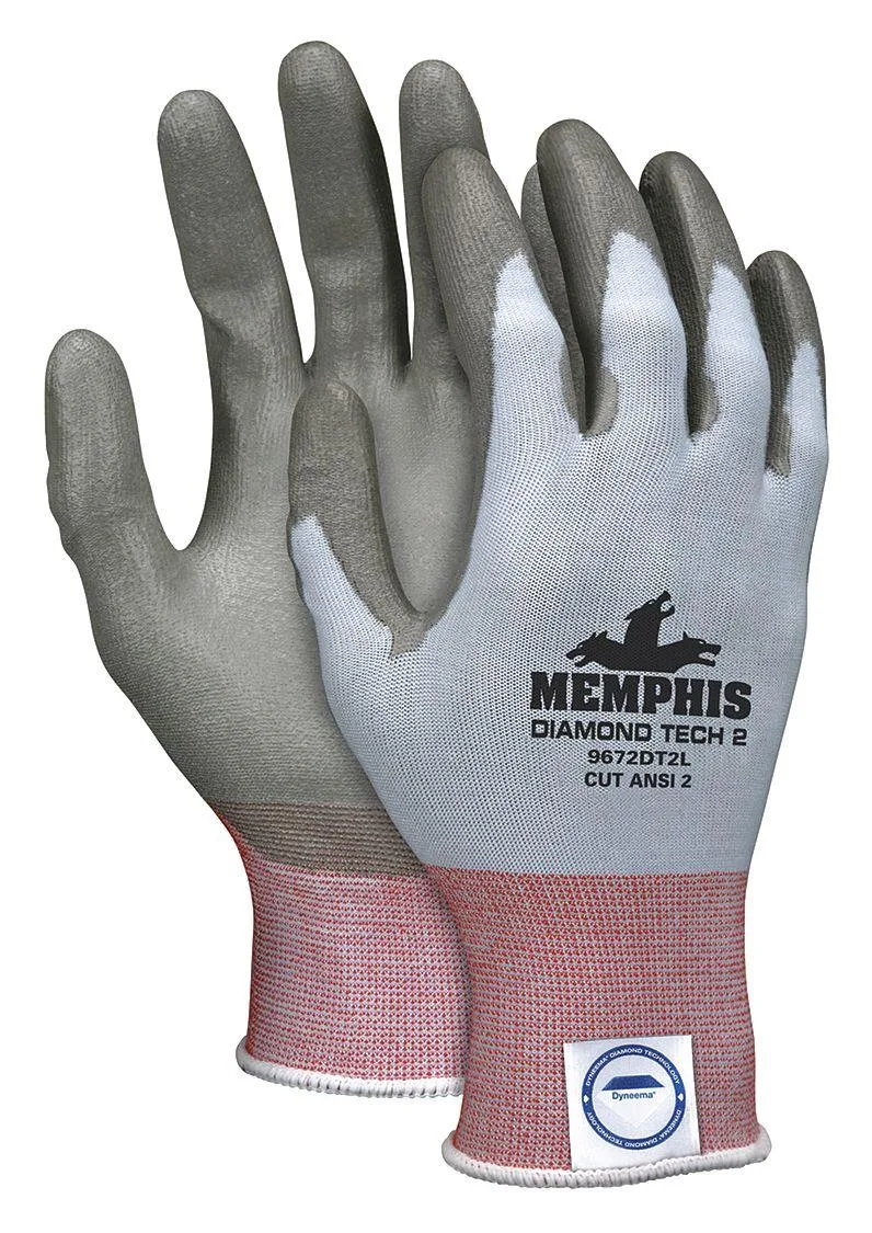 Blue cut-resistant gloves with polyurethane palm coating