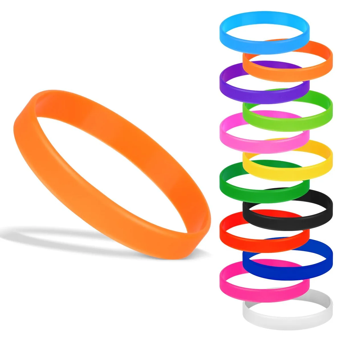 12 Color Rubber Bracelets Silicone Stretchy Bands 12P — product photo