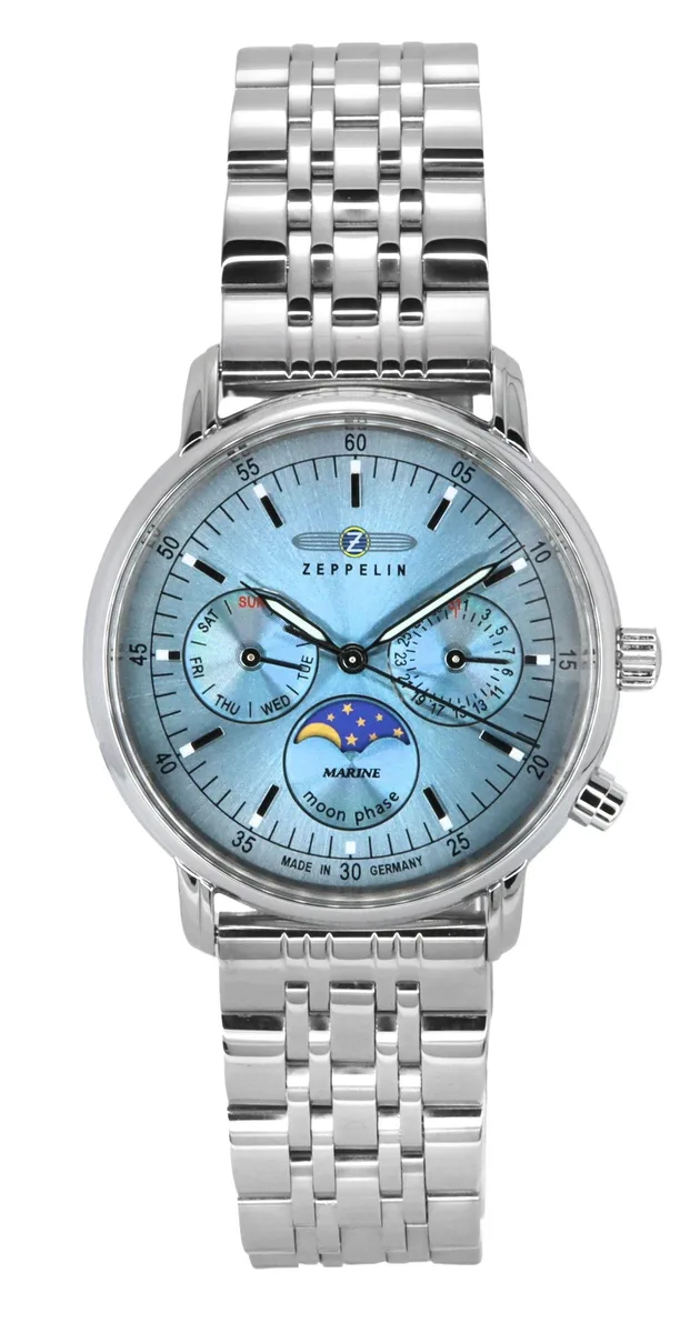 Graf Zeppelin Graf Zeppelin LZ 14 Marine Moon Phase Z8637M3 Watch Ice Blue 50M — product photo