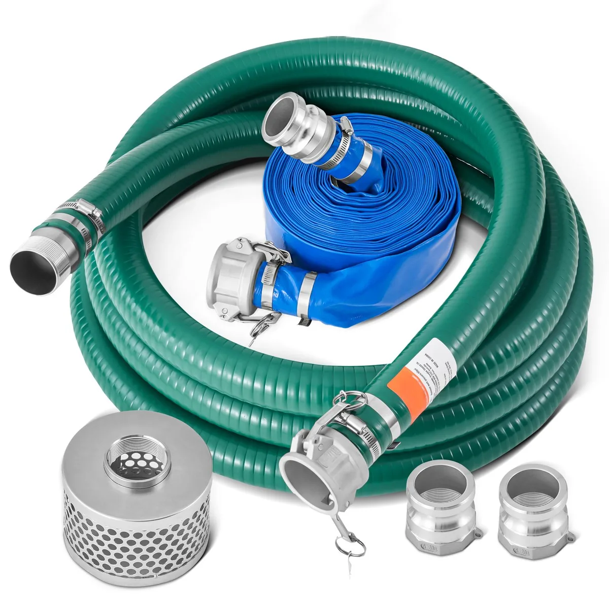 VEVOR VEVOR Suction Hose Kit 2 in x 50 ft Blue Backwash 20 ft Green Suction Steel Strainer Camlocks — product photo