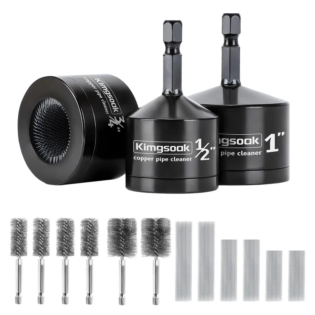  Metra Copper Pipe Cleaner 1/2" 3/4" 1" Drill Brush Black — product photo
