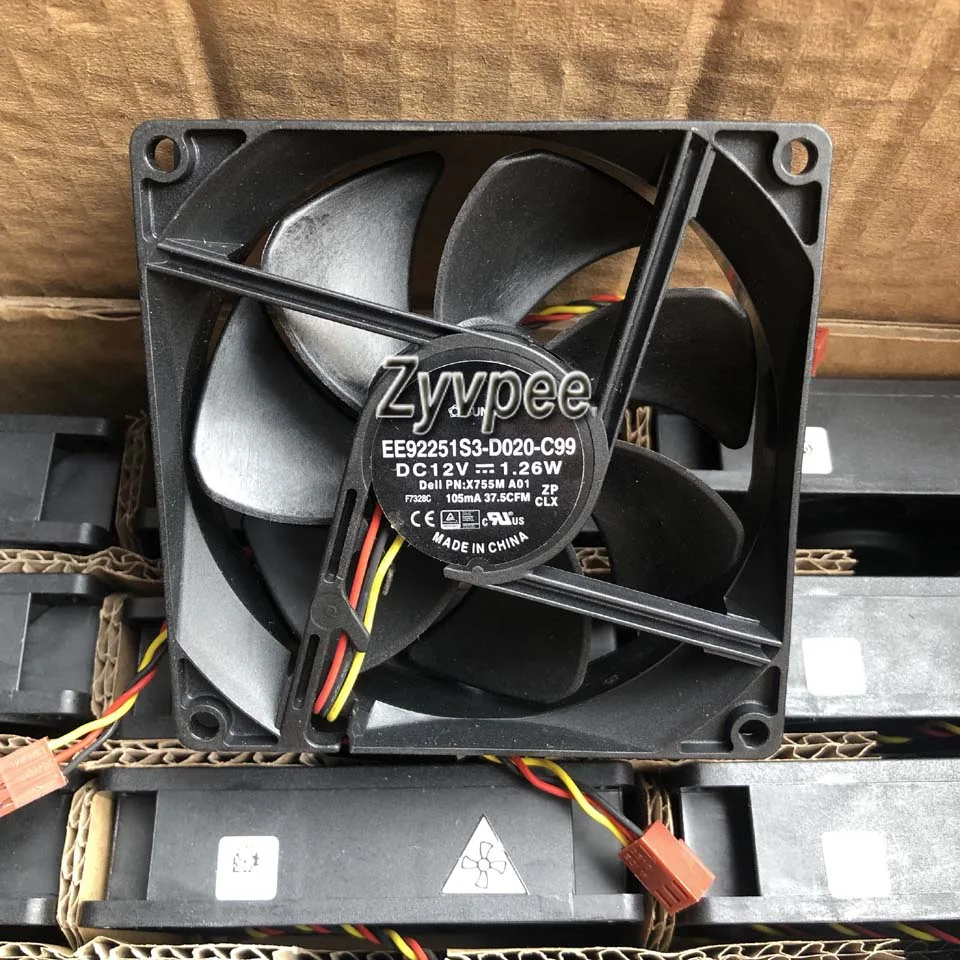 Zyvpee Zyvpee EE92251S3-D020-C99 92mm 12V 37.5CFM Ball 3-pin case fan — product photo
