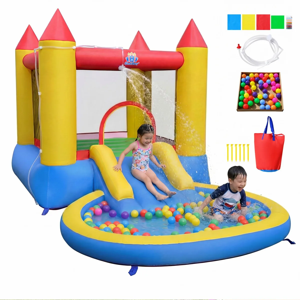 Costway Costway Inflatable Bounce House with Water Slide, Pool &amp; Ball Pit (No Blower) — product photo