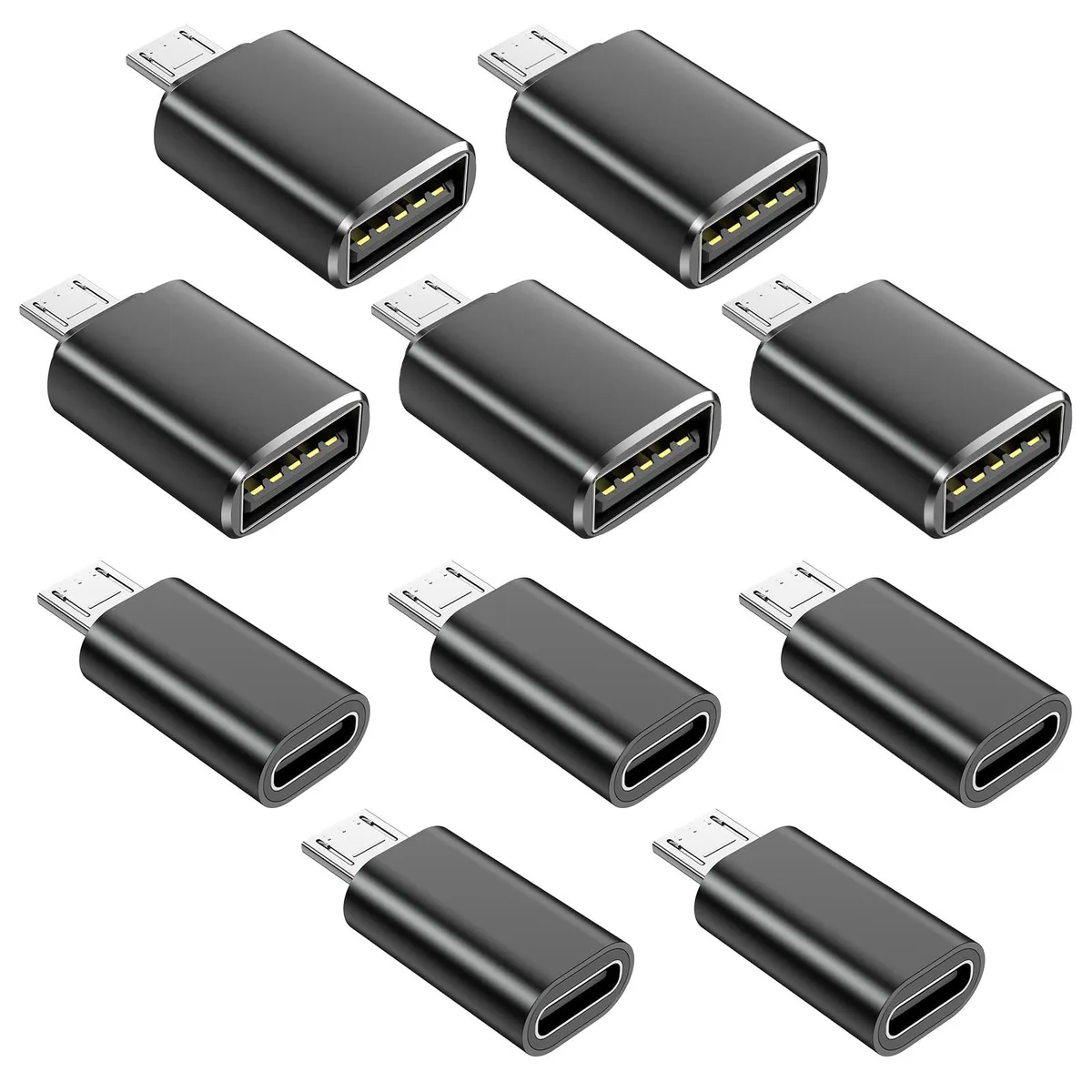 TFAK 10 Pack USB C & USB A to Micro USB Adapters — product photo