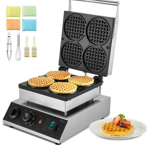 VEVOR VEVOR Commercial Waffle Maker 4PCS Round 1750W Stainless Steel — product photo