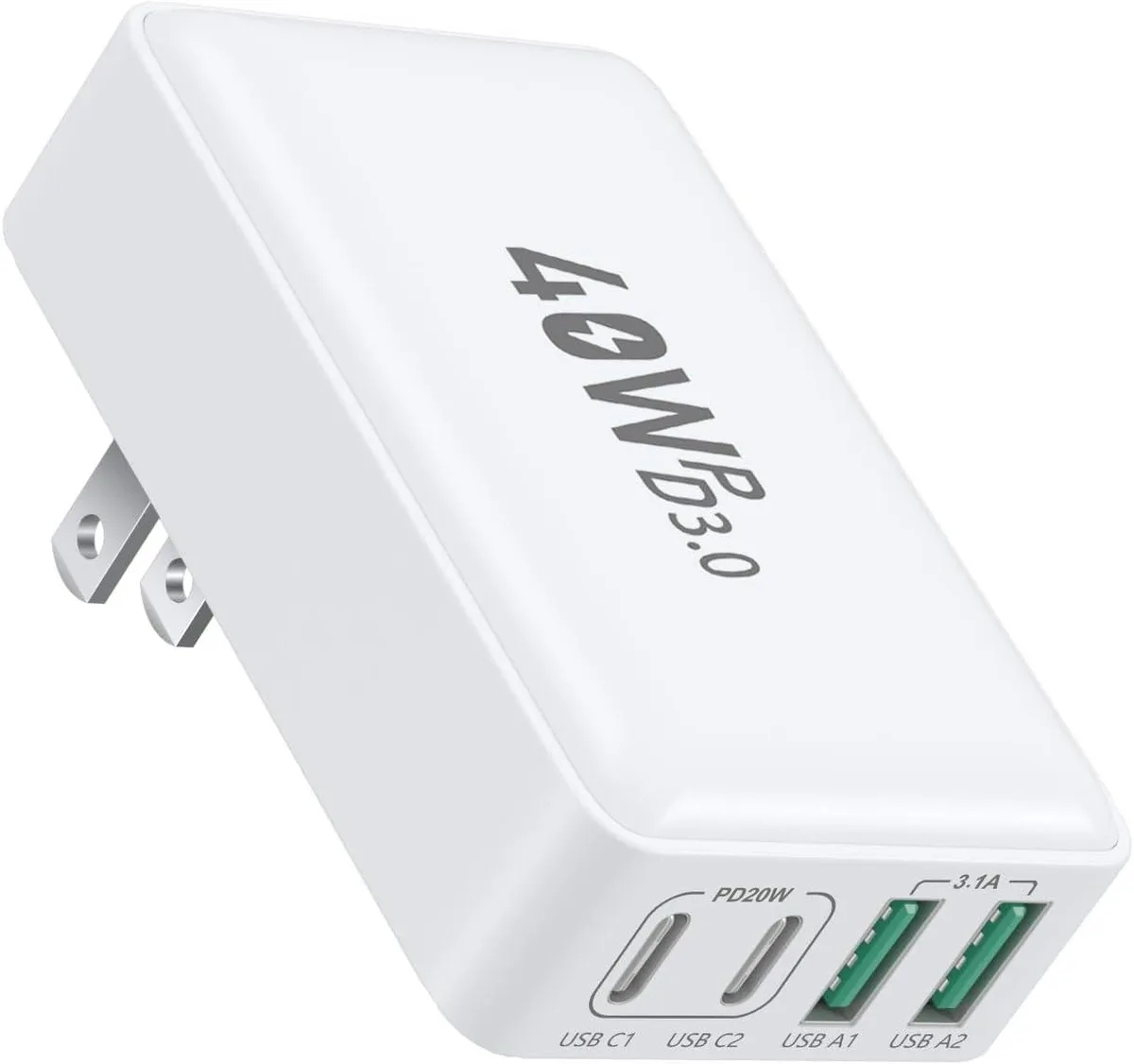 ONITOON ONITOON USB-C Wall Charger Flat 40W 4-Port QC PD 3.0 Foldable Plug — product photo
