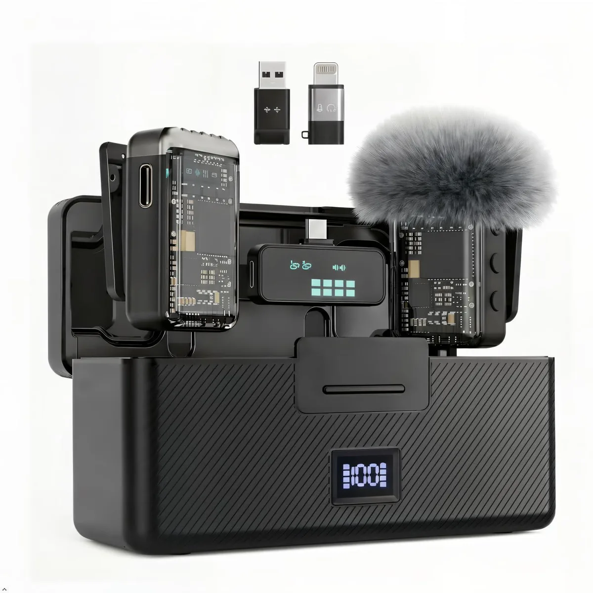 Xlapo Wireless Lavalier Microphone USB-C Lightning 54h 164ft — product photo