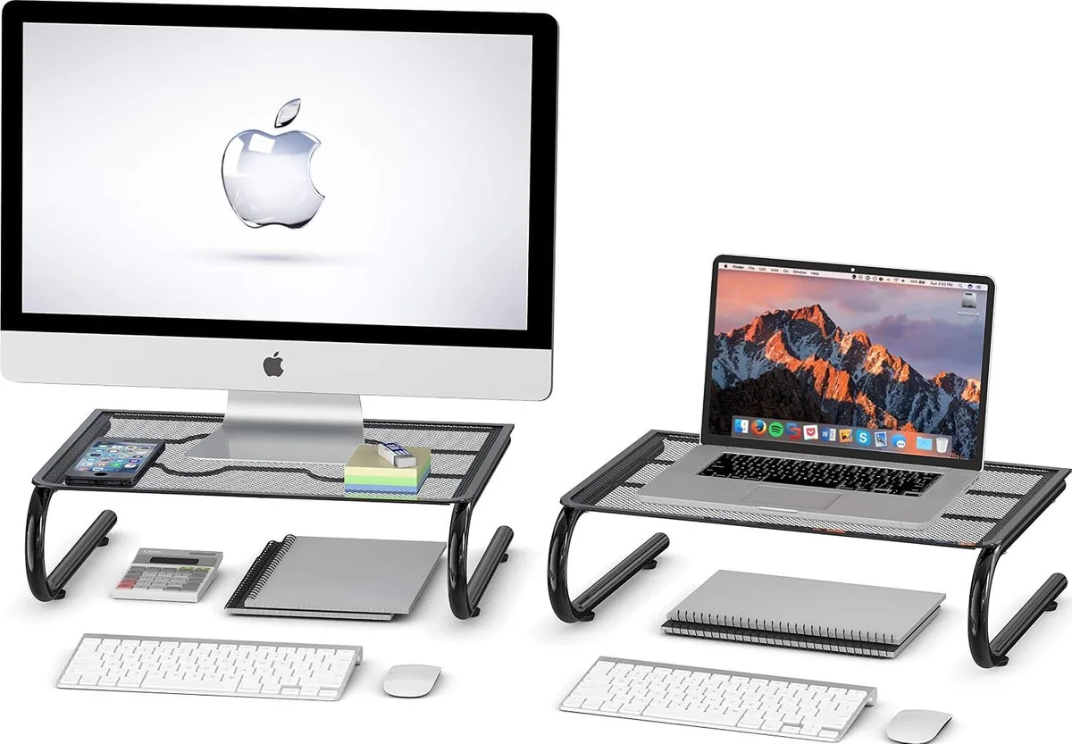 PISKEKAT PISKEKAT Mesh Monitor Stand Riser Black 2 Pack 14.5W x 10.25D x 4.5H — product photo