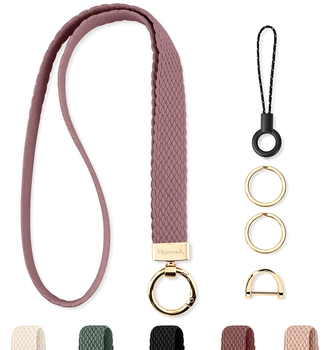 MyfavoriteK ES0023 Stretchy Braided Lanyard Keyholder Smoke Violet 17.5 to 30 — product photo