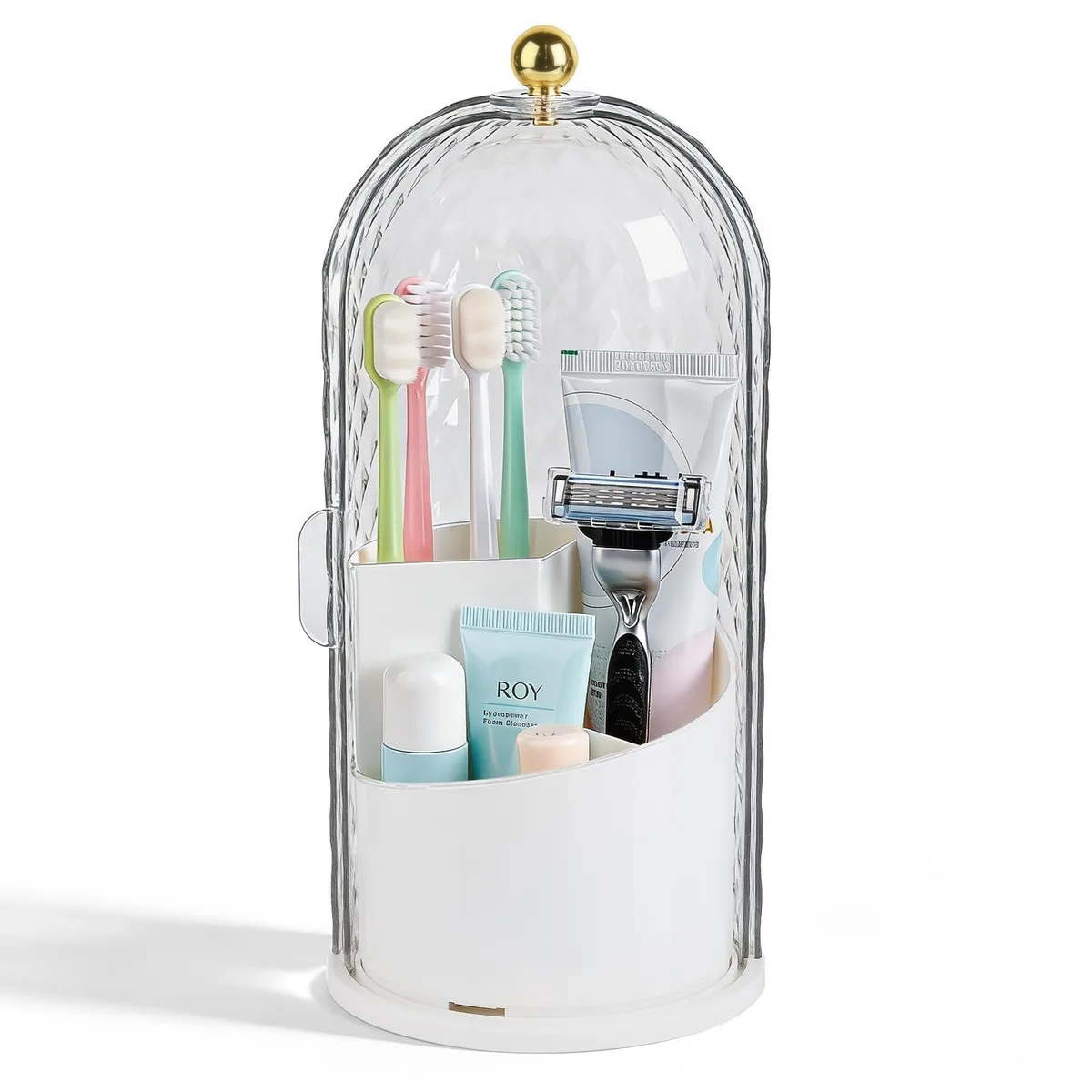  rejomiik 30181600 Rotating Toothbrush Holder White 3 Slot 180° Lid 360° Base — product photo