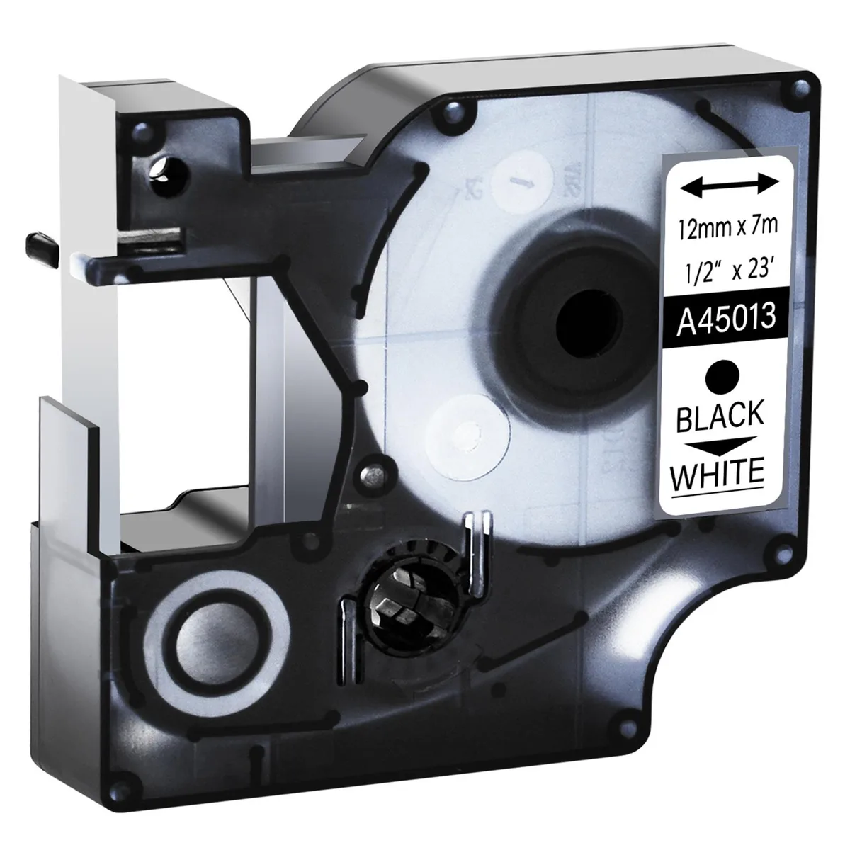 GREENCYCLE GREENCYCLE D1 Label Tape 12mm 23ft 40 Pack Black on White — product photo