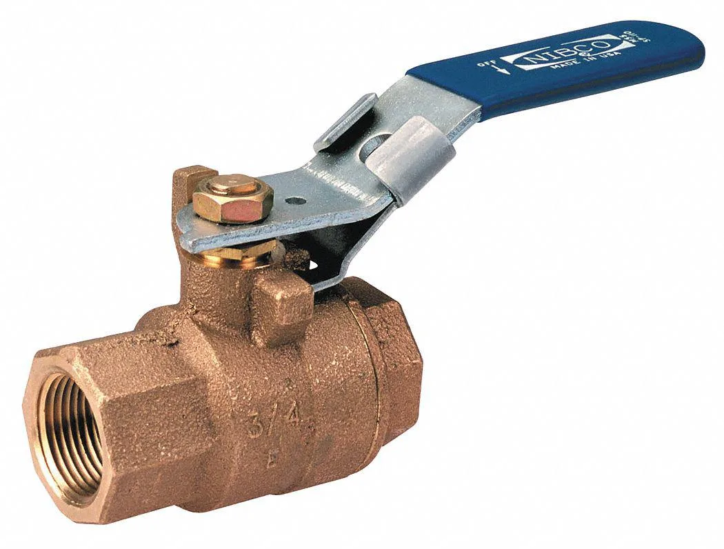 Bronze inline ball valve with locking lever handle