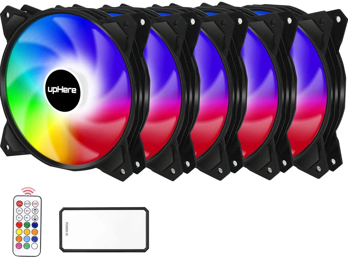 Corn Electronics Corn Electronics 5-Pack 120mm Case Fan RGB Remote 14.8dB 40000h — product photo
