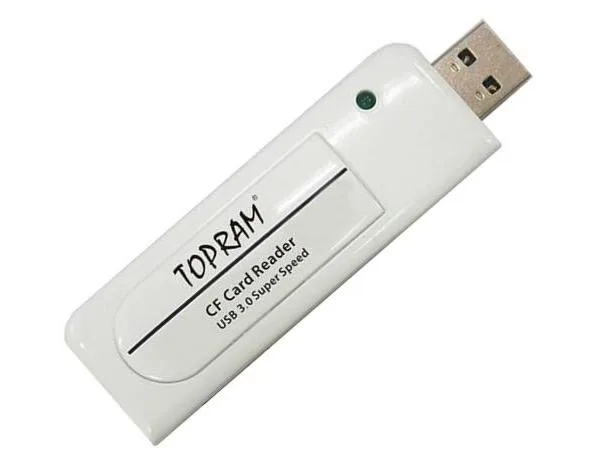 Compact black USB 3.0 CF card reader with single slot