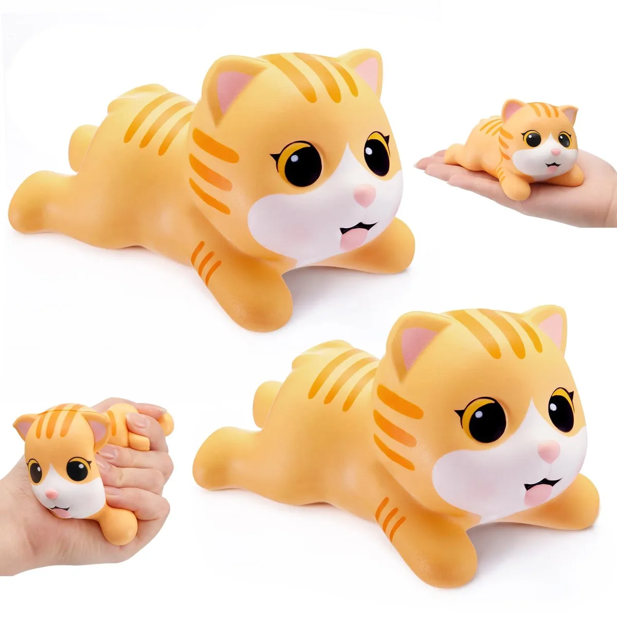  Orange Tabby Cat Stress Balls PU Foam 2 Pack 4.7 x 3.2 x 2.1 in — product photo