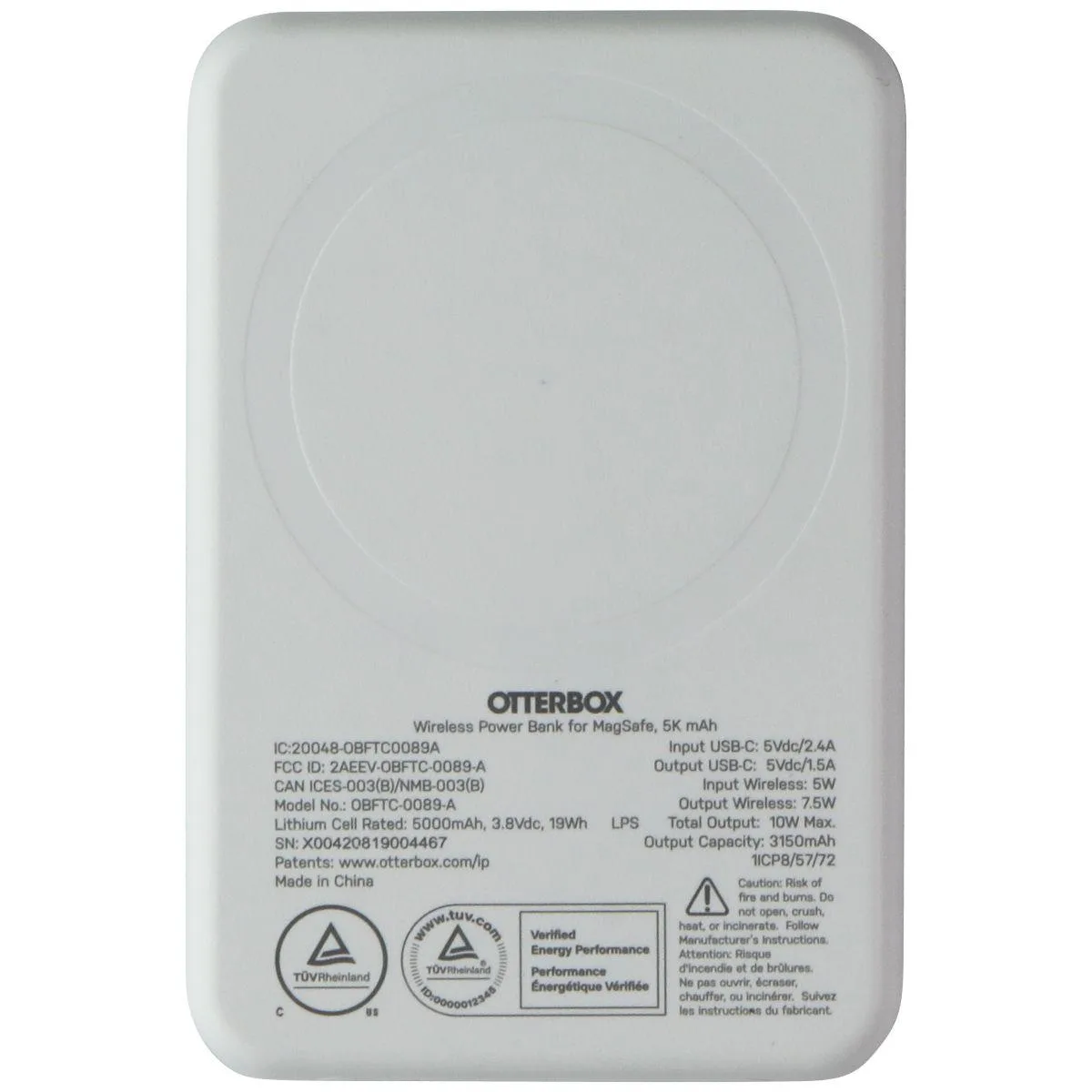 OtterBox OtterBox Wireless Power Bank for MagSafe 5k mAh 7.5W White — product photo