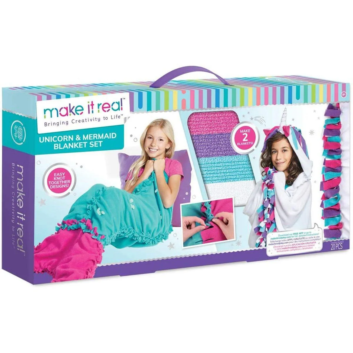 Make It Real Make It Real 1602 Knot A Unicorn &amp; Mermaid 2-in-1 Mega Blanket Set — product photo
