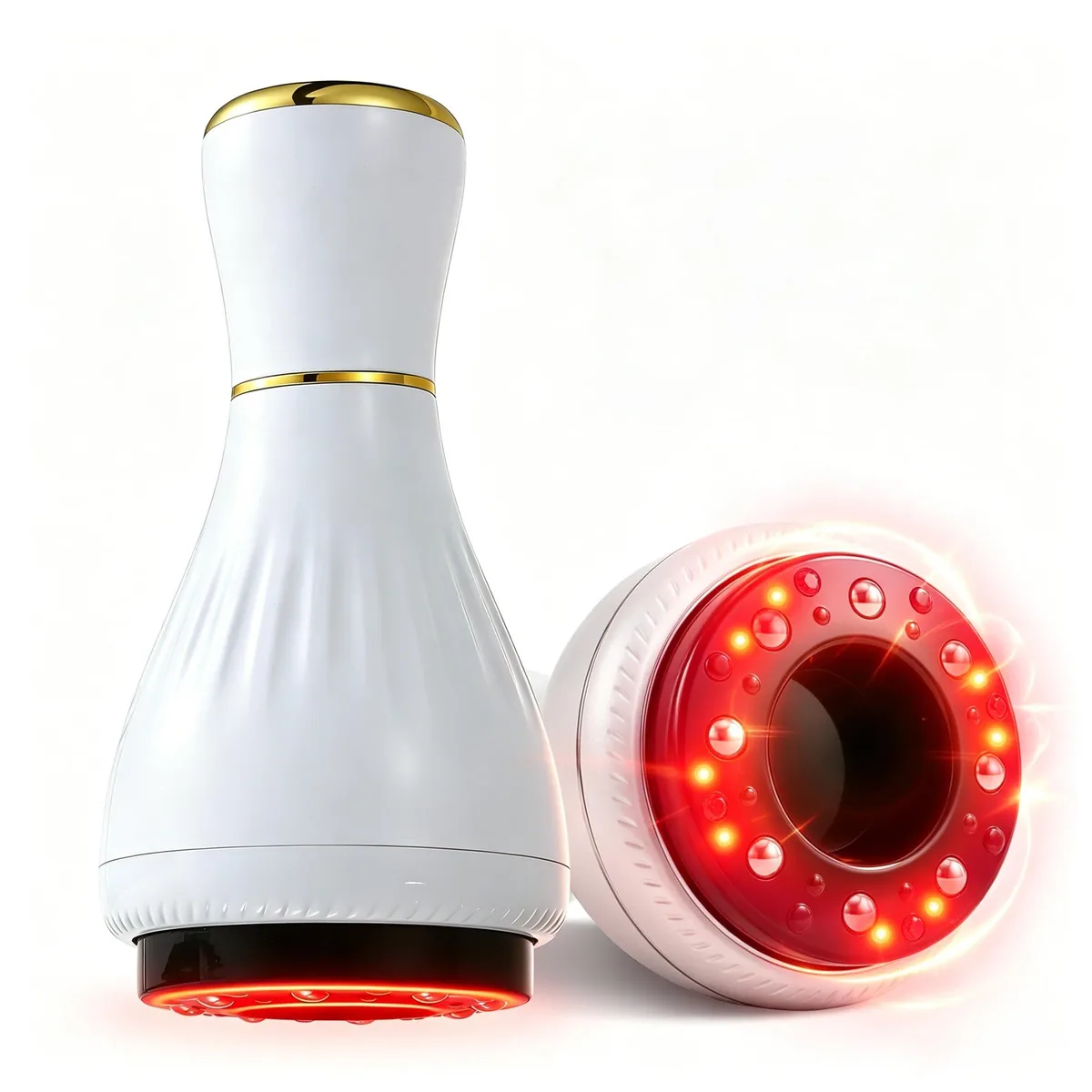 White handheld electric cupping massager with transparent suction cup and control panel