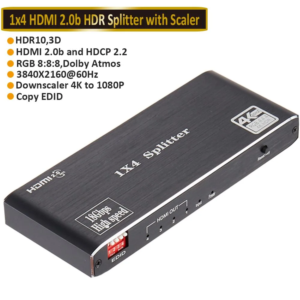 LUOM LUOM OZF3 1x4 HDMI Splitter 4K60 HDR10 HDCP2.2 — product photo