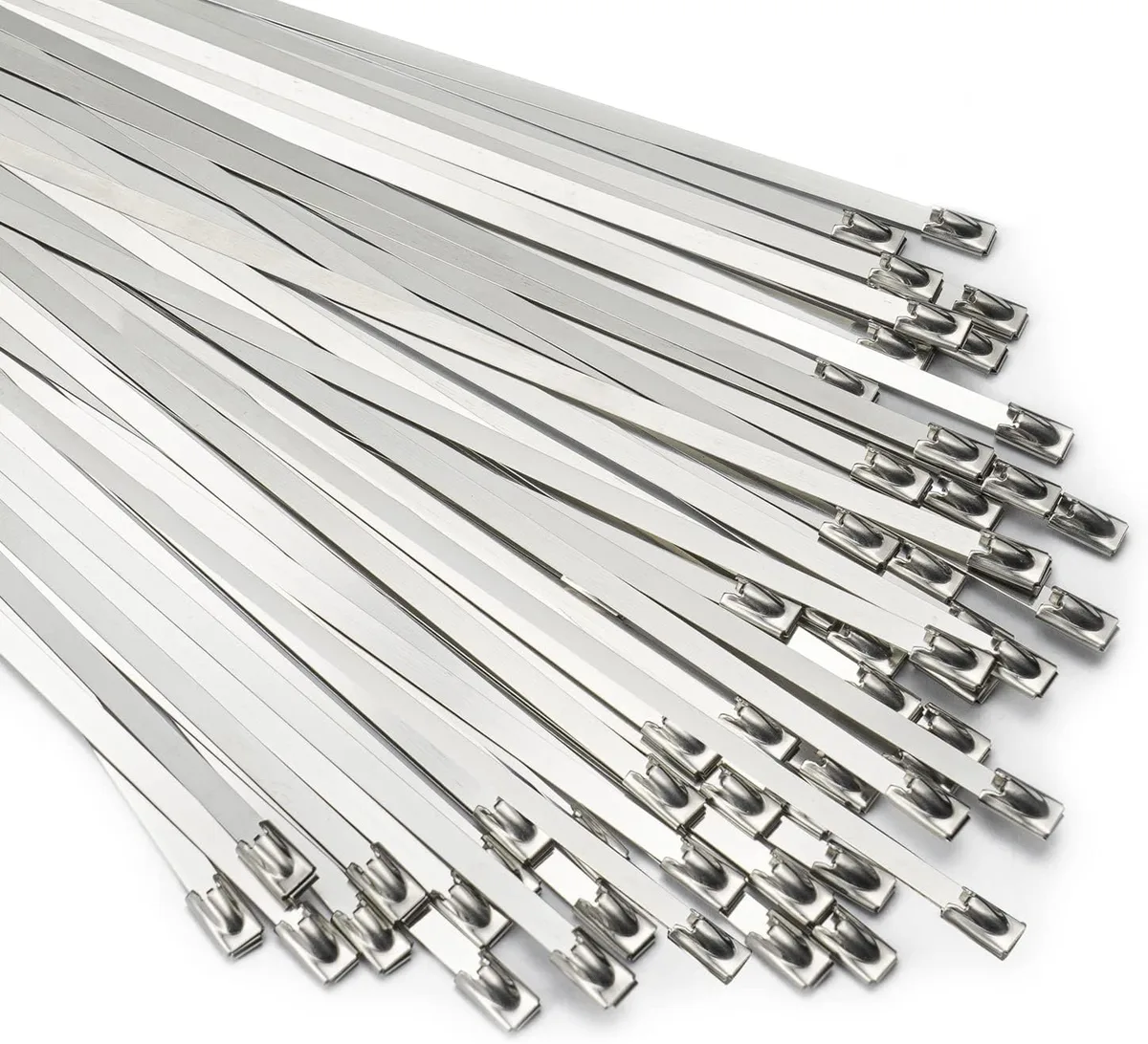 Ennovor Ennovor Metal Zip Ties 11.8 inch 100pcs 304 Stainless Steel Self-Locking Cable Ties — product photo