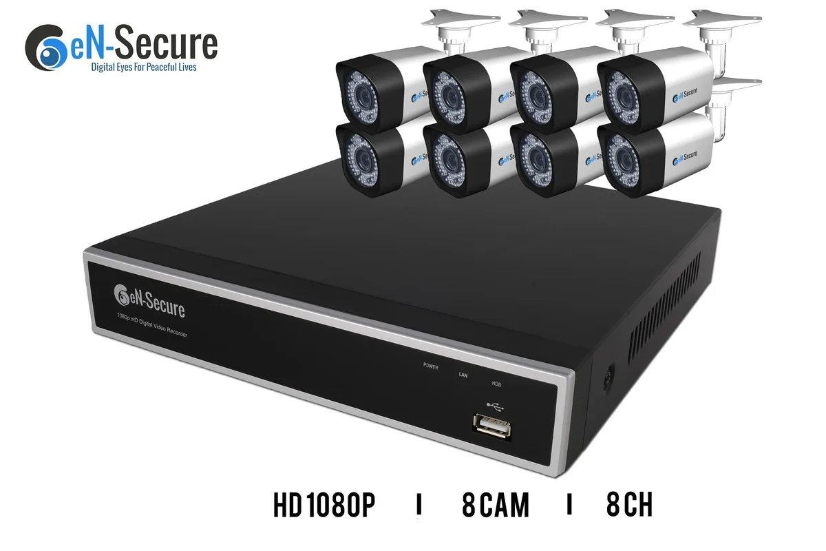 eN-Secure eN-Secure 8 Channel AHD Surveillance Security System, 8 Bullet 1080p Cameras, No HDD — product photo
