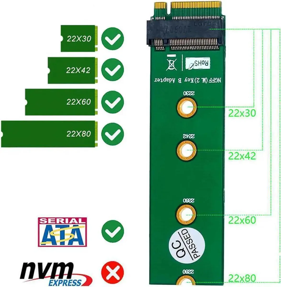 SMUGDESK SMUGDESK M.2 Key B to Key B Riser Adapter SATA 2230 2240 2260 2280 — product photo