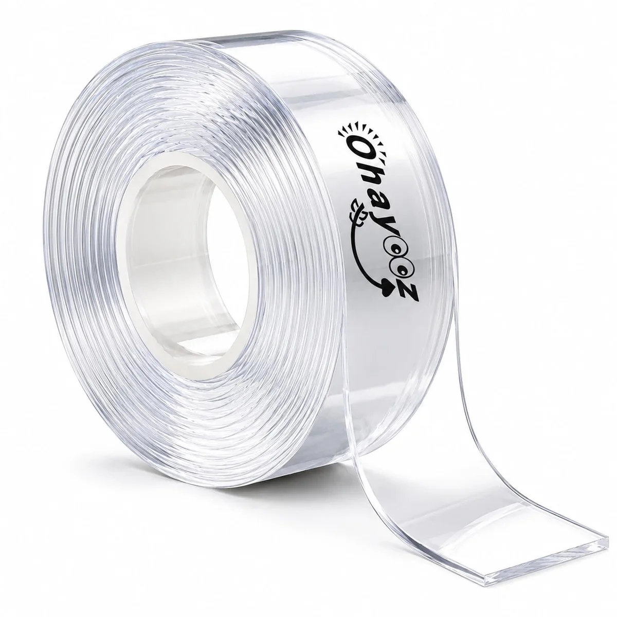 Clear double-sided tape roll 10 feet long 0.8 inch wide 0.08 inch thick