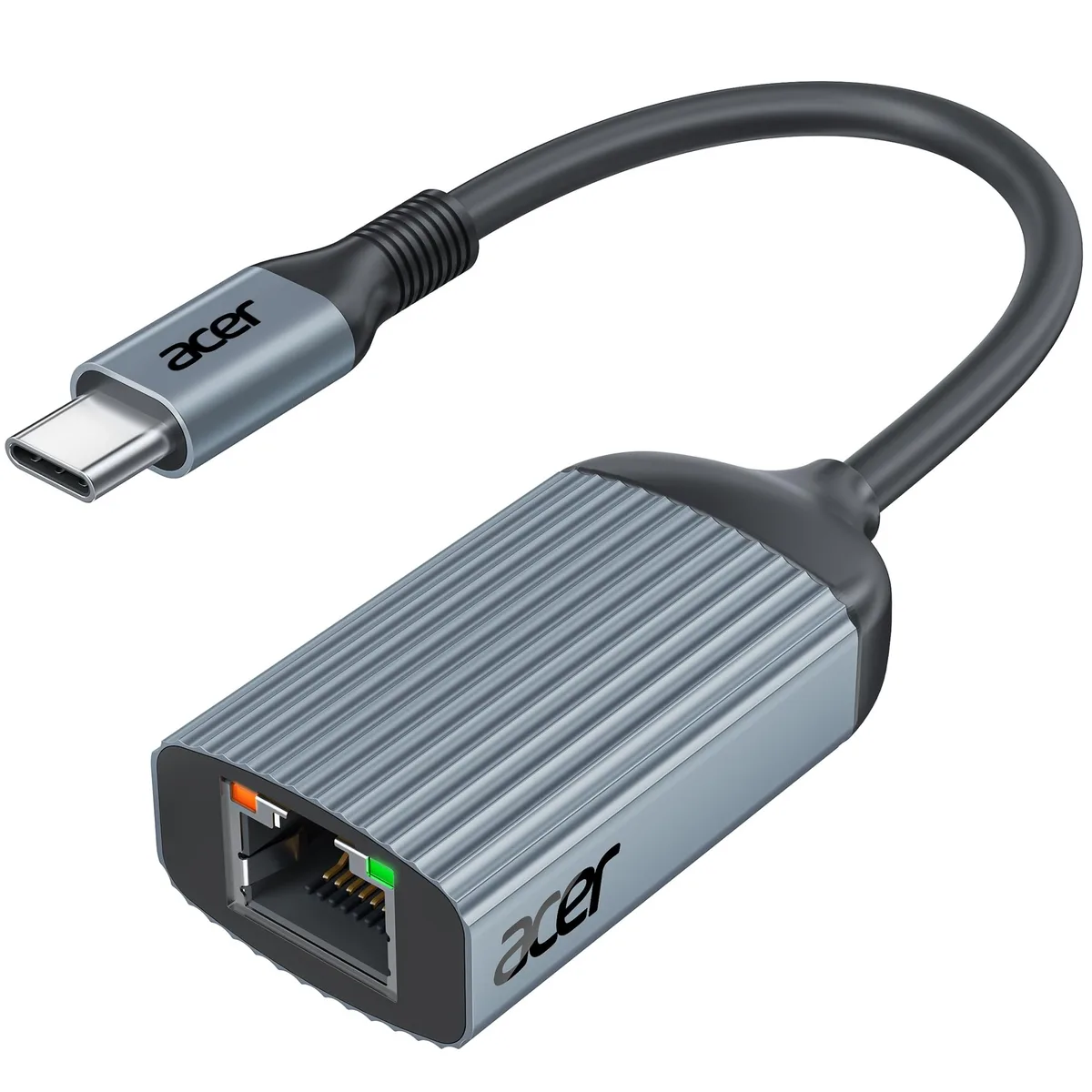 Compact aluminium USB-C to RJ45 network adapter, silver finish