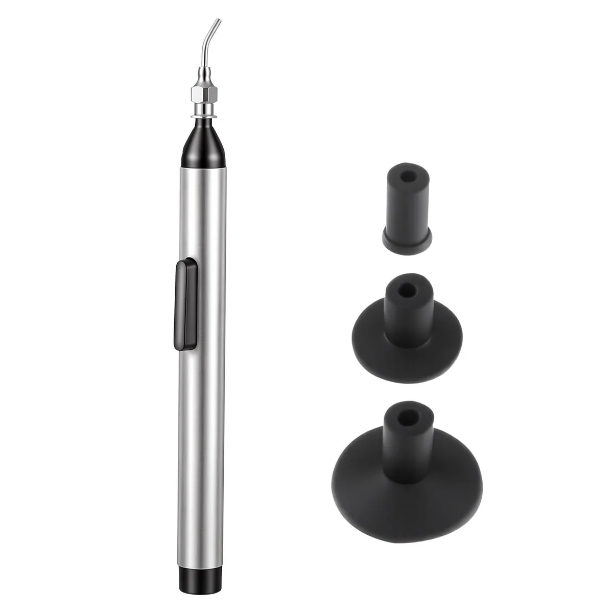 Silver aluminum vacuum pen 10.5in with three silicone cups 9.3mm 6.2mm 3mm