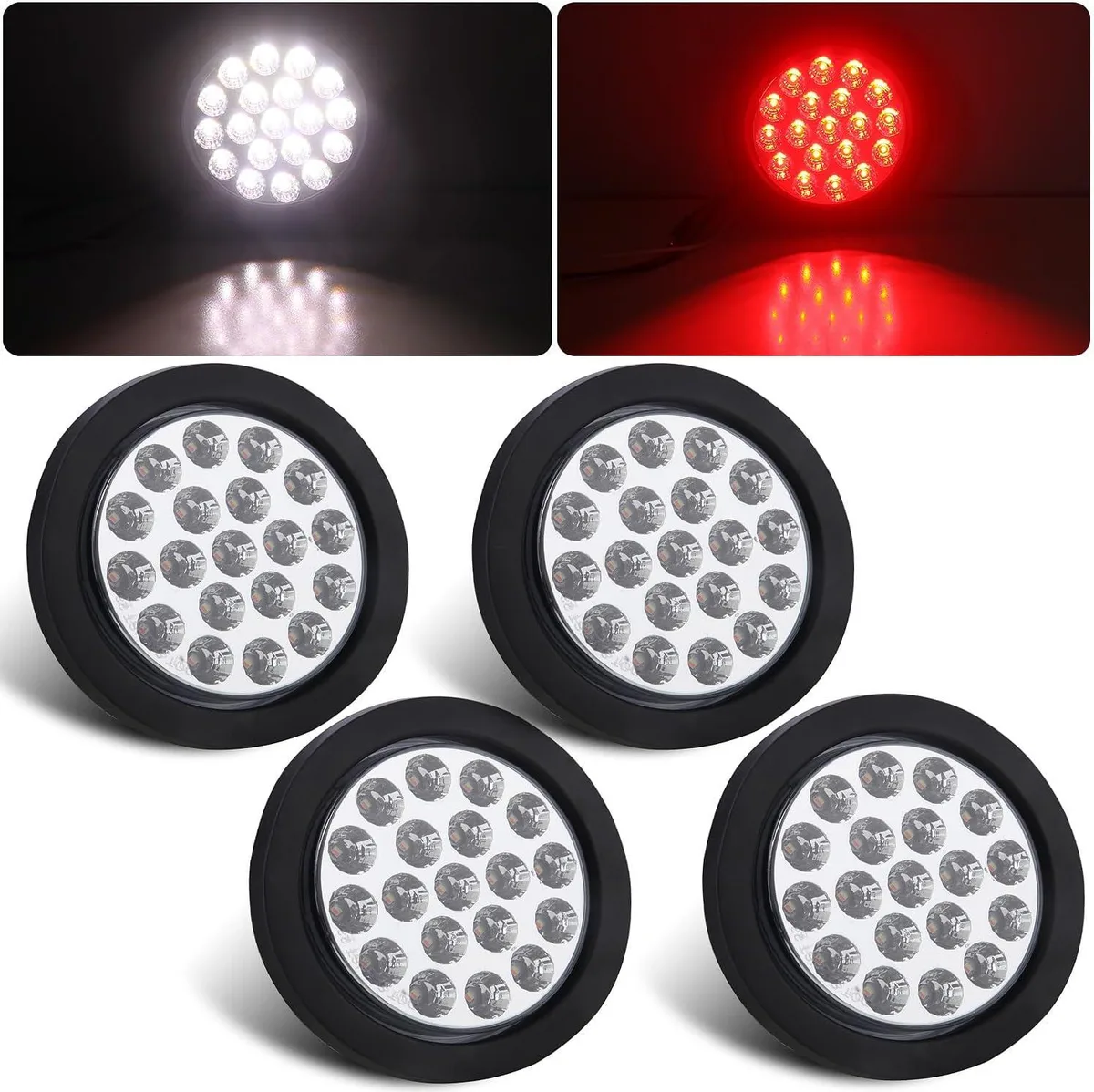 BFKK BFKK 4" Round Red/White Dual Tail Lights 4 pcs 19 LED IP67 — product photo