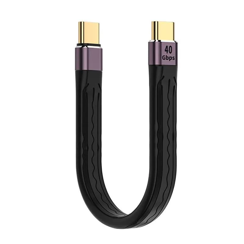 Flat USB-C male-to-male cable 13cm alloy shell overmold