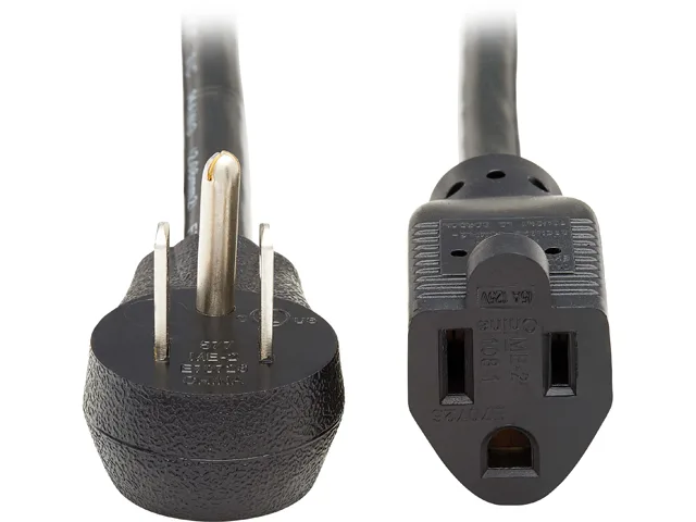 Tripp Lite Tripp Lite P024-001-13A15D 1 ft power extension cord right-angle NEMA 5-15P to 5-15R 13A 120V 16 AWG black — product photo