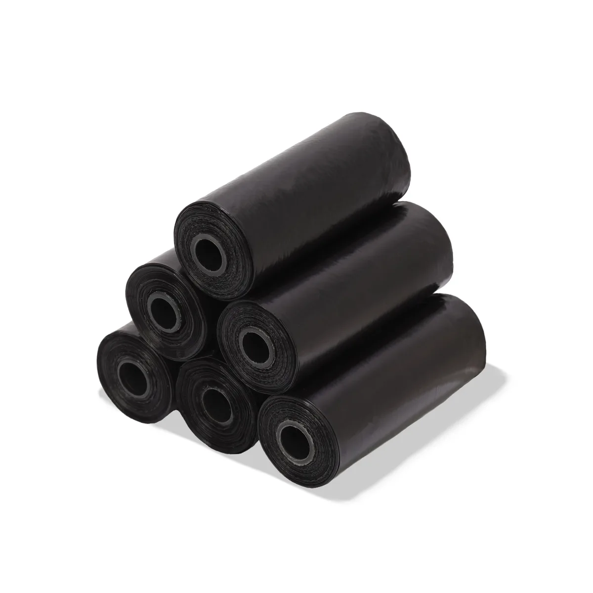 Six rolls of white mini trash bags, ninety count total