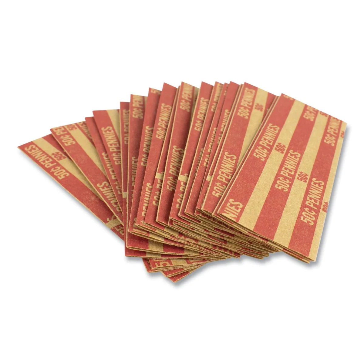 Controltek Controltek 560042 flat tubular coin wrap pennies $0.50 red 1000/box handheld pcs accessory — product photo