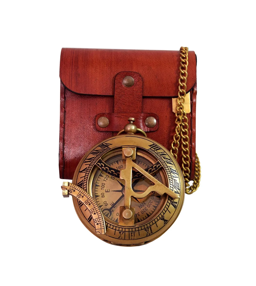  Airwheel Brass Sundial Compass with Leather Case 3 Inch White — product photo