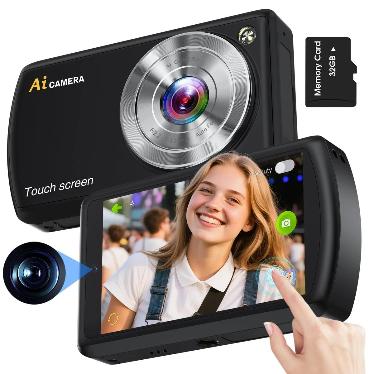  LOUM DC310 AI Digital Camera 13MP 3.6" Touch Screen Black — product photo