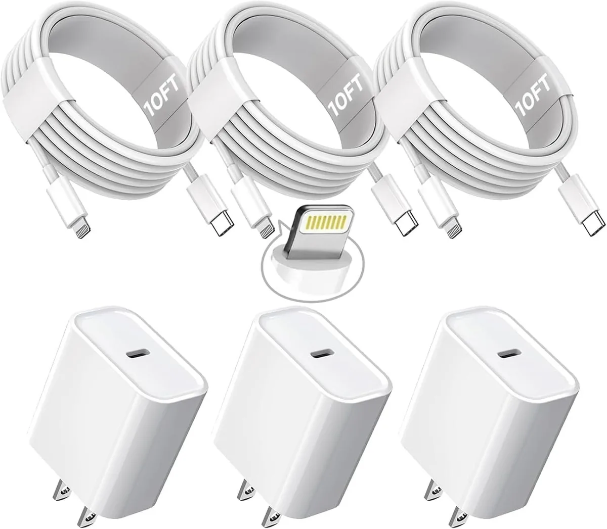 MCHOSE MCHOSE 10FT USB-C to Lightning Cable 3-Pack 480Mbps — product photo