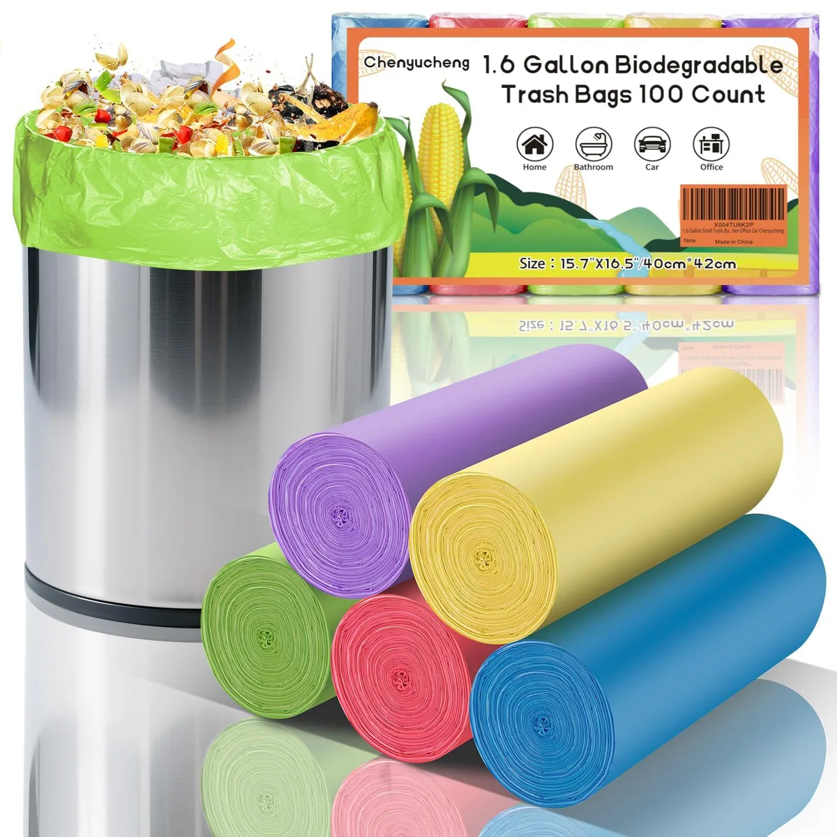  Composter 1.6 Gallon Colorful Biodegradable 1.3-1.5 Gal 100 Count Chenyucheng — product photo