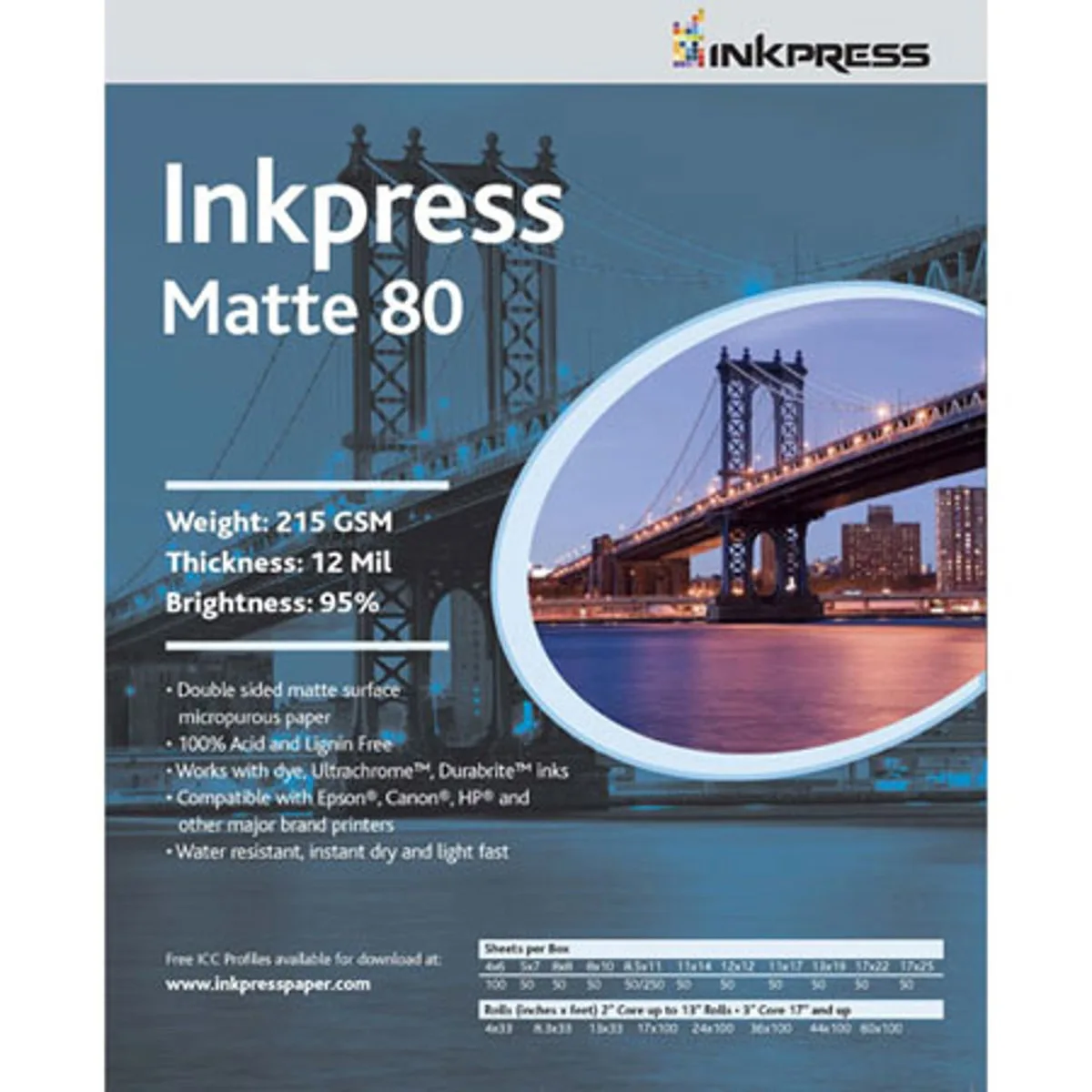 Inkpress Inkpress Duo Matte 80 Inkjet Paper 12x12 50 Sheets — product photo
