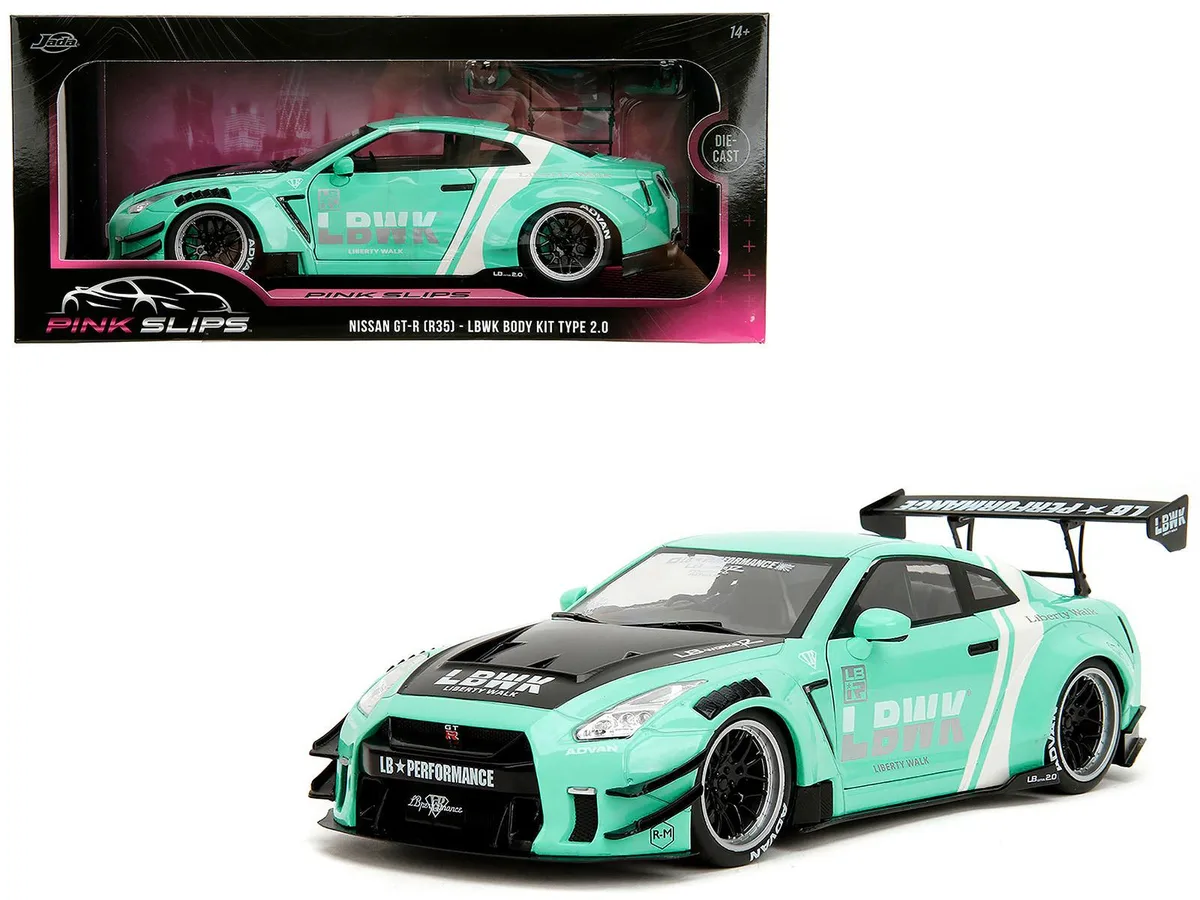 Jada Jada 36382 1:18 2020 Liberty Walk GT35 Type2 Nissan GT-R R35 Mint Green hobby collectible — product photo