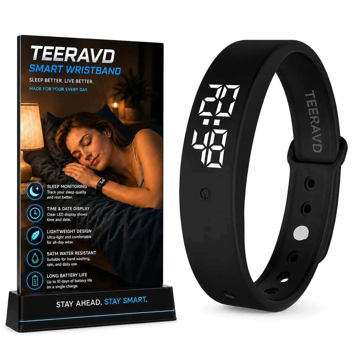 Black HTC Smart Watch Model 1 vibrating wristband with digital display