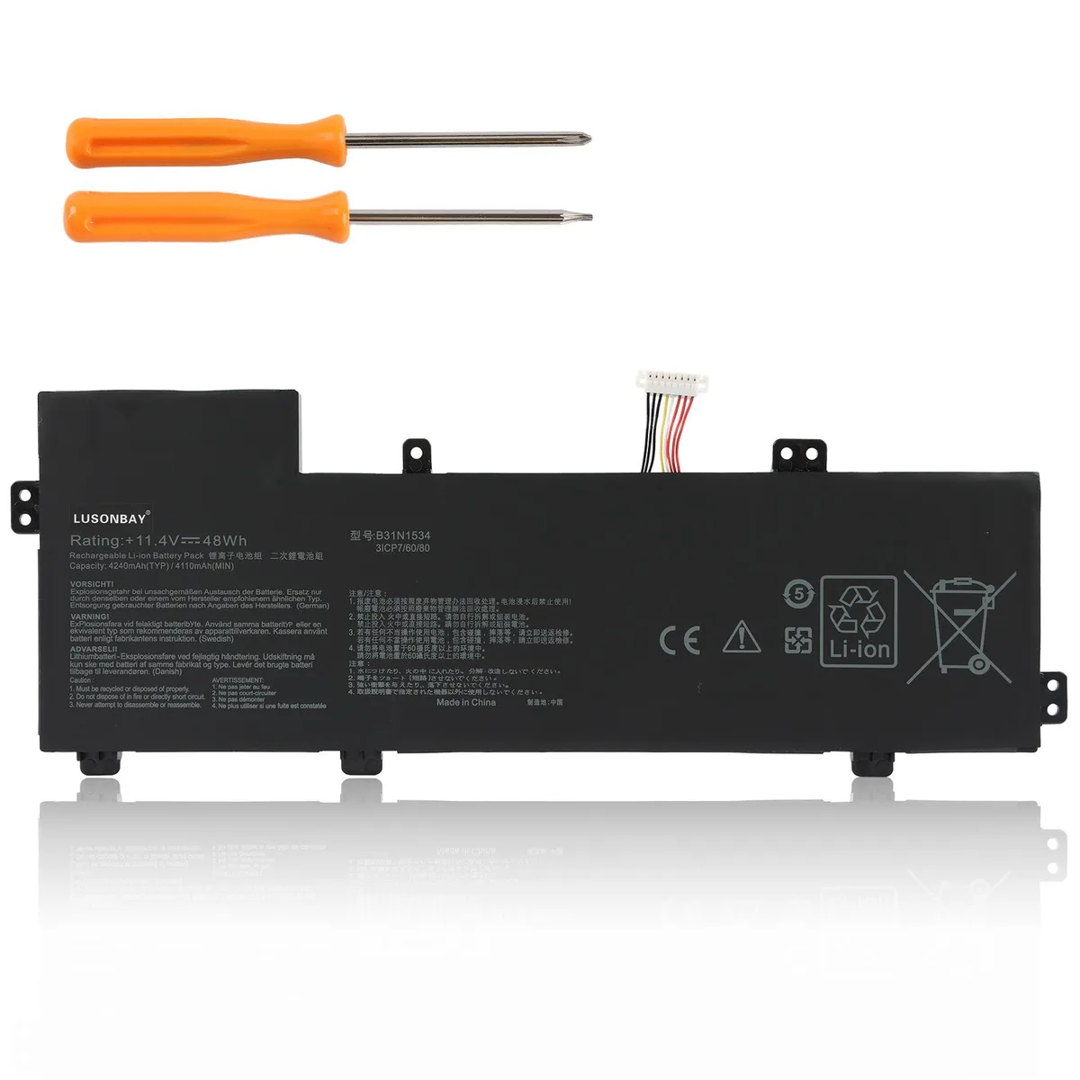 KingSener KingSener B31N1534 48WH 11.4V laptop battery for Asus Zenbook UX510 — product photo