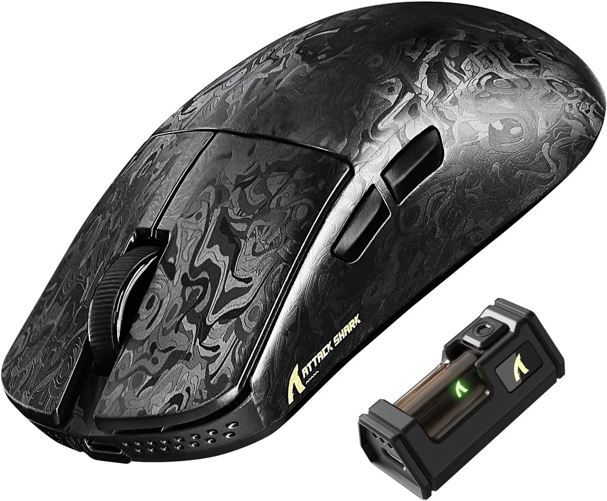 Attack Shark Attack Shark R11 Ultra 8K gaming mouse, carbon fiber, PAW3950MAX 42K DPI, 49g, tri-mode — product photo