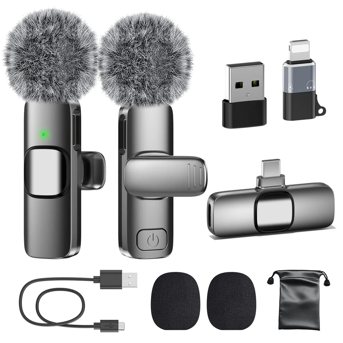 PoP voice M2 Wireless Lavalier Microphone USB-C Black 12H 65ft — product photo